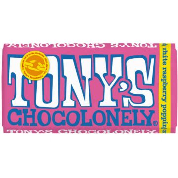 Tonys Chocolonely - White Chocolate Bar With Raspberry & Popping Candy 